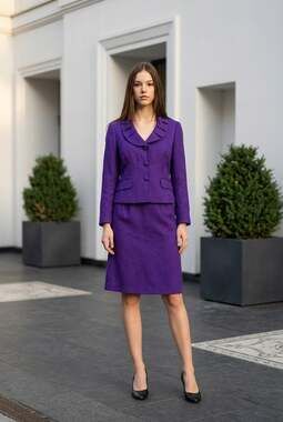 Collections by LeSuit Women's Purple Paisley Two-Piece Skirt Suit Set